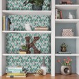 Ulticool Decoratie Sticker Tegels - Geometrische Wanddecoratie Figuren Groen Grijs - 15x15 cm - 15 stuks Plakfolie Tegelstickers - Plaktegels Zelfklevend - Sticktiles - Badkamer - Keuken 