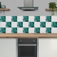 Ulticool Decoratie Sticker Tegels - Mozaiektegels Stenen Groen Zwembad Wand Mozaiek - 15x15 cm - 15 stuks Plakfolie Tegelstickers - Plaktegels Zelfklevend - Sticktiles - Badkamer - Keuken 