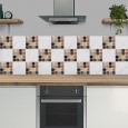 Ulticool Decoratie Sticker Tegels - Mozaiektegels Roze Sepia Bruin Beige Wand Mozaiek - 15x15 cm - 15 stuks Plakfolie Tegelstickers - Plaktegels Zelfklevend - Sticktiles - Badkamer - Keuken 