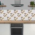 Ulticool Decoratie Sticker Tegels - Marmer Mozaiek Wand Bruin Beige Geel  - 15x15 cm - 15 stuks Plakfolie Tegelstickers - Plaktegels Zelfklevend - Sticktiles - Badkamer - Keuken 