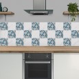 Ulticool Decoratie Sticker Tegels - Geometrische Wanddecoratie Figuren Blauw Grijs - 15x15 cm - 15 stuks Plakfolie Tegelstickers - Plaktegels Zelfklevend - Sticktiles - Badkamer - Keuken 