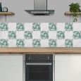 Ulticool Decoratie Sticker Tegels - Geometrische Wanddecoratie Figuren Groen Grijs - 15x15 cm - 15 stuks Plakfolie Tegelstickers - Plaktegels Zelfklevend - Sticktiles - Badkamer - Keuken 