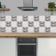 Ulticool Decoratie Sticker Tegels - Plakstrips Muur Baksteen Behang Wit Natuur Bruin Grijs - 15x15 cm - 15 stuks Plakfolie Tegelstickers - Plaktegels Zelfklevend - Badkamer - Keuken