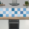 Ulticool Decoratie Sticker Tegels - Blauw Lichtblauw Kleuren - 15x15 cm - 15 stuks Plakfolie Tegelstickers - Plaktegels Zelfklevend - Sticktiles - WC - Badkamer - Keuken 