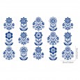 Ulticool Decoratie Sticker Tegels - Folklore Bloemen Blauw Wit - 15x15 cm - 15 stuks Plakfolie Tegelstickers - Plaktegels Muurstickers Zelfklevend - Sticktiles - Badkamer - Keuken