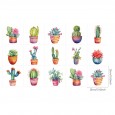 Ulticool Decoratie Sticker Tegels - Cactus Plant in Pot - 15x15 cm - 15 stuks Plakfolie Tegelstickers Muurstickers - Plaktegels Zelfklevend - Sticktiles - Badkamer - Keuken 