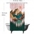 Ulticool Douchegordijn - Natuur Zon Bergen Bohemian - 120 x 200 cm - met 8 ringen - Bruin Roze Groen