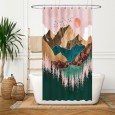 Ulticool Douchegordijn - Natuur Zon Bergen Bohemian - 120 x 200 cm - met 8 ringen - Bruin Roze Groen