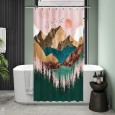 Ulticool Douchegordijn - Natuur Zon Bergen Bohemian - 120 x 200 cm - met 8 ringen - Bruin Roze Groen