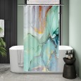 Ulticool Douchegordijn - Marmer Groen Blauw Aquarel - 120 x 200 cm - met 8 ringen - Pastel Groen Blauw