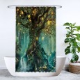 Ulticool Douchegordijn - Sprookje Elf Boom Magisch Bos Natuur - 120 x 200 cm - met 8 ringen - Groen 