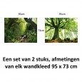 Ulticool – Wandkleed - Natuur Bomen Waterval - Set van 2 designs  –  73 cm x 95 cm – Schilderij Wandtapijt Stof – Poster Art – Groen 