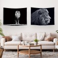 Ulticool – Wandkleed - Leeuw Leeuwenkop - Set van 2 designs – 73 cm x 95 cm – Schilderij Wandtapijt Stof – Poster Art – Zwart Wit 