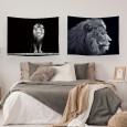 Ulticool – Wandkleed - Leeuw Leeuwenkop - Set van 2 designs – 73 cm x 95 cm – Schilderij Wandtapijt Stof – Poster Art – Zwart Wit 