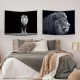 Ulticool – Wandkleed - Leeuw Leeuwenkop - Set van 2 designs – 73 cm x 95 cm – Schilderij Wandtapijt Stof – Poster Art – Zwart Wit 