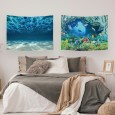 Ulticool – Wandkleed - Oceaan Zee Stilte Rust Duiken Aquarium Strand – Set van 2 designs - 73 x 95 cm – Wandtapijt Stof – Poster Art – Blauw