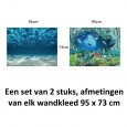 Ulticool – Wandkleed - Oceaan Zee Stilte Rust Duiken Aquarium Strand – Set van 2 designs - 73 x 95 cm – Wandtapijt Stof – Poster Art – Blauw