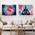 Ulticool – Wandkleed - Chakra Healing Aura Spiritualiteit Mandala – Set van 2 designs - 73 x 95 cm – Wandtapijt Stof – Poster Art – Wit Paars Blauw