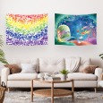 Ulticool – Wandkleed - Regenboog Hartjes Zeemeermin Kinderkamer – Set van 2 designs - 73 x 95 cm – Wandtapijt Stof – Poster Art – Meerkleurig 