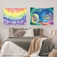 Ulticool – Wandkleed - Regenboog Hartjes Zeemeermin Kinderkamer – Set van 2 designs - 73 x 95 cm – Wandtapijt Stof – Poster Art – Meerkleurig 