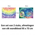 Ulticool – Wandkleed - Regenboog Hartjes Zeemeermin Kinderkamer – Set van 2 designs - 73 x 95 cm – Wandtapijt Stof – Poster Art – Meerkleurig 