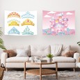 Ulticool – Wandkleed - Kasteel Kroontjes Diadeem Kinderkamer – Set van 2 designs - 73 x 95 cm – Wandtapijt Stof – Poster Art – Roze Goud 
