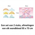 Ulticool – Wandkleed - Kasteel Kroontjes Diadeem Kinderkamer – Set van 2 designs - 73 x 95 cm – Wandtapijt Stof – Poster Art – Roze Goud 