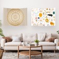 Ulticool – Wandkleed - Regenboog Dieren Kinderkamer Mandala Bohemian Hippie – Set van 2 designs - 73 x 95 cm – Wandtapijt – Poster Art – Beige Goud 