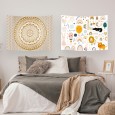 Ulticool – Wandkleed - Regenboog Dieren Kinderkamer Mandala Bohemian Hippie – Set van 2 designs - 73 x 95 cm – Wandtapijt – Poster Art – Beige Goud 