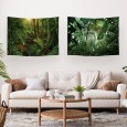 Ulticool – Wandkleed - Regenwoud Natuur Eco Planten – Set van 2 designs - 73 cm x 95 cm – Schilderij Wandtapijt Stof – Poster Art – Groen 