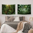 Ulticool – Wandkleed - Regenwoud Natuur Eco Planten – Set van 2 designs - 73 cm x 95 cm – Schilderij Wandtapijt Stof – Poster Art – Groen 