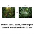 Ulticool – Wandkleed - Regenwoud Natuur Eco Planten – Set van 2 designs - 73 cm x 95 cm – Schilderij Wandtapijt Stof – Poster Art – Groen 