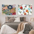 Ulticool – Wandkleed - Bloemen Natuur Kunst - Set van 2 designs – 73 cm x 95 cm – Schilderij Wandtapijt Stof – Poster Art – Veelkleurig