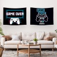 Ulticool – Wandkleed - Game On Off Controller Monitor Gaming Kinderkamer  – Set van 2 designs - 73 x 95 cm – Wandtapijt – Zwart Blauw Turquoise 