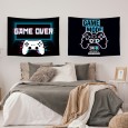 Ulticool – Wandkleed - Game On Off Controller Monitor Gaming Kinderkamer  – Set van 2 designs - 73 x 95 cm – Wandtapijt – Zwart Blauw Turquoise 