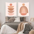 Ulticool – Wandkleed - Aesthetic Regenboog Halve Maan Boog Zon Maan – Set van 2 designs - 73 x 95 cm – Wandtapijt – Sepia Roze 