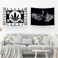 Ulticool – Wandkleed - Wiet Handen Cannabis Natuur – Set van 2 designs - 73 x 95 cm – Schilderij Wandtapijt Stof – Poster Art – Zwart Wit 