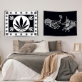 Ulticool – Wandkleed - Wiet Handen Cannabis Natuur – Set van 2 designs - 73 x 95 cm – Schilderij Wandtapijt Stof – Poster Art – Zwart Wit 