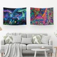 Ulticool – Wandkleed - Paddestoel Mushroom Psychedelisch Trippie Paddo Cannabis Wiet – Set van 2 designs - 73 x 95 cm – Wandtapijt – Neon Blauw Zwart 