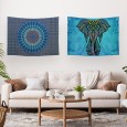 Ulticool – Wandkleed - Mandala en Olifant Bohemian Hippie Ibiza Style - Set van 2 designs – 73 cm x 95 cm – Schilderij Wandtapijt Stof – Poster Art – Blauw