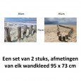 Ulticool – Wandkleed - Strand Kust Nederland - Set van 2 designs – 73 cm x 95 cm – Schilderij Wandtapijt Stof – Poster Art – Blauw Sepia Beige 