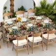Ulticool Tafelkleed Groot Tafelzeil  Buiten Waterdicht - 140 x 240 cm - Klassiek Boeket Bloemen - Beige Zalm Blauw Rood 