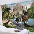 Ulticool - Dinosaurus Groep T-Rex - Wandkleed - 200x150 cm - Groot wandtapijt - Poster - Kinderkamer