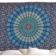 Ulticool - Mandala Kleed - Wandkleed - 200x150 cm - Groot Doek Wandtapijt - Poster - Blauw/Wit