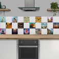 Ulticool Decoratie Sticker Tegels - Joy & Happiness - 15x15 cm - 15 stuks Zelfklevende Plakfolie Tegelstickers - Achterwand voor de Muur Badkamer - Keukenwand Keuken - Plaktegels Zelfklevend - Sticktiles