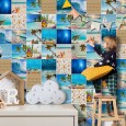 Ulticool Decoratie Sticker Tegels  - Tropical Summer - 15x15 cm - 15 stuks Zelfklevende Plakfolie Tegelstickers - Achterwand voor de Muur Badkamer - Keukenwand Keuken - Plaktegels Zelfklevend -  Sticktiles - Blauw