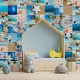 Ulticool Decoratie Sticker Tegels  - Tropical Summer - 15x15 cm - 15 stuks Zelfklevende Plakfolie Tegelstickers - Achterwand voor de Muur Badkamer - Keukenwand Keuken - Plaktegels Zelfklevend -  Sticktiles - Blauw