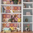 Ulticool Decoratie Sticker Tegels - Mandala Geel Oranje Paars Lila - 15x15 cm - 15 stuks Zelfklevende Plakfolie Tegelstickers - Achterwand voor de Muur Badkamer - Keukenwand Keuken - Plaktegels Zelfklevend - Sticktiles