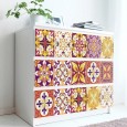 Ulticool Decoratie Sticker Tegels - Mandala Geel Oranje Paars Lila - 15x15 cm - 15 stuks Zelfklevende Plakfolie Tegelstickers - Achterwand voor de Muur Badkamer - Keukenwand Keuken - Plaktegels Zelfklevend - Sticktiles