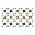 Ulticool Decoratie Sticker Tegels - Bloem Zwart Oranje Blauw Beige Wit - 15x15 cm - 15 stuks Zelfklevende Plakfolie Tegelstickers - Achterwand voor de Muur Badkamer - Keukenwand Keuken - Plaktegels Zelfklevend - Sticktiles